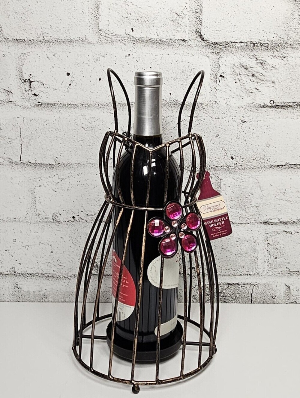 Vineyard Road Dress Form Wine Bottle Holder Rhinestone Accent Decor